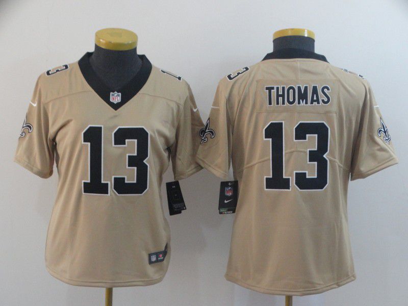 Women New Orleans Saints 13 Thomas yellow Nike Vapor Untouchable Limited Player NFL Jerseys